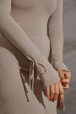 Long Sleeve A-Line Mini Dress in Grey