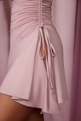 Asymmetric Single Sleeve Mini Dress in Mauve