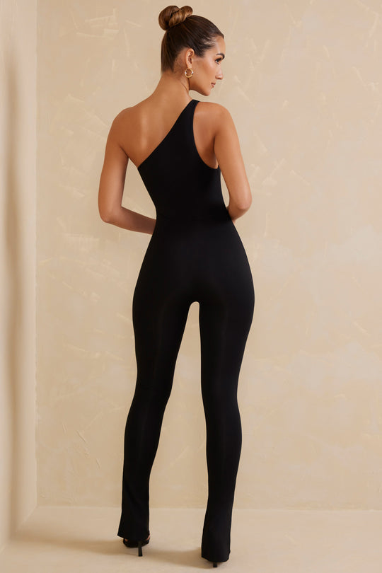 Koori Single Strap Asymmetric Jumpsuit in Black | Oh Polly