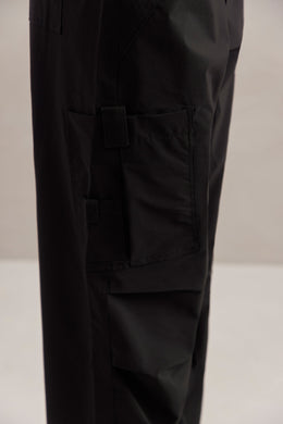 Wide Leg Cargo Trousers in Black
