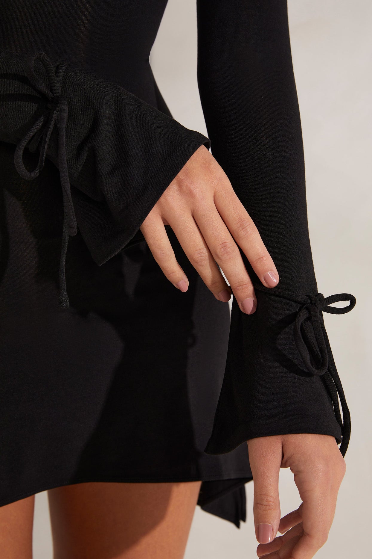 High Neck A-Line Mini Dress in Black
