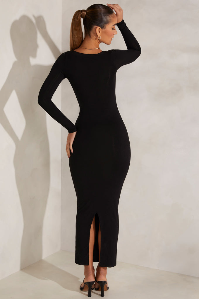 Long Sleeve Maxi Dress in Black
