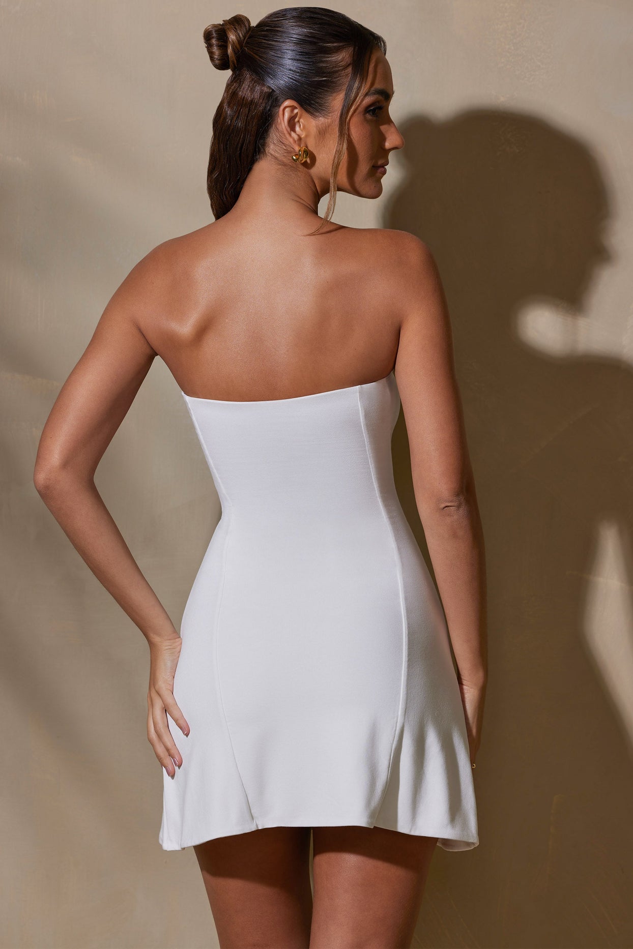 Bandeau Neckline Mini Dress in White