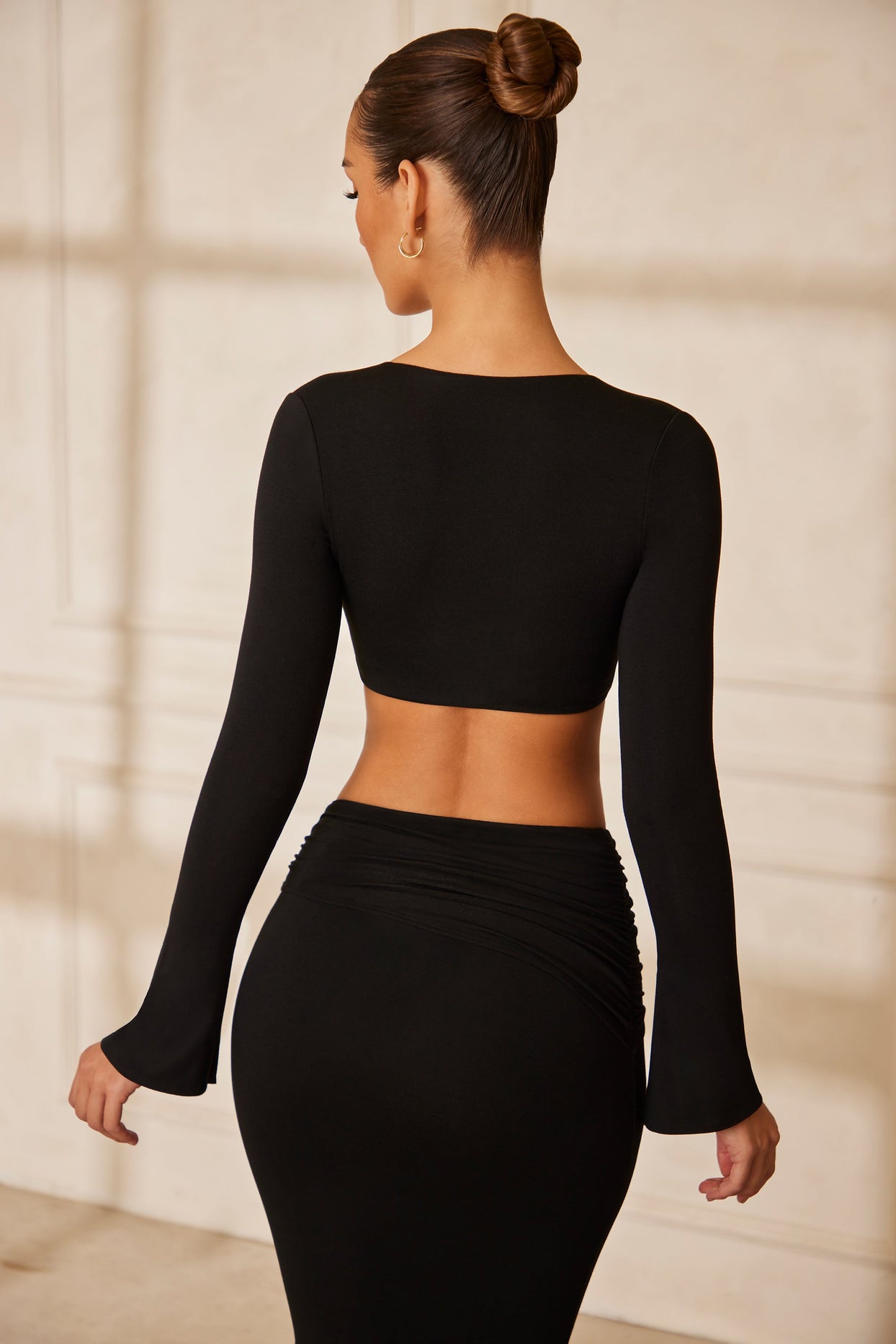 Pursue Fitness Black Long Sleeve Cropped Gym Top L 12 ❤️