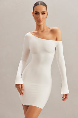Off The Shoulder Mini Dress in Ivory
