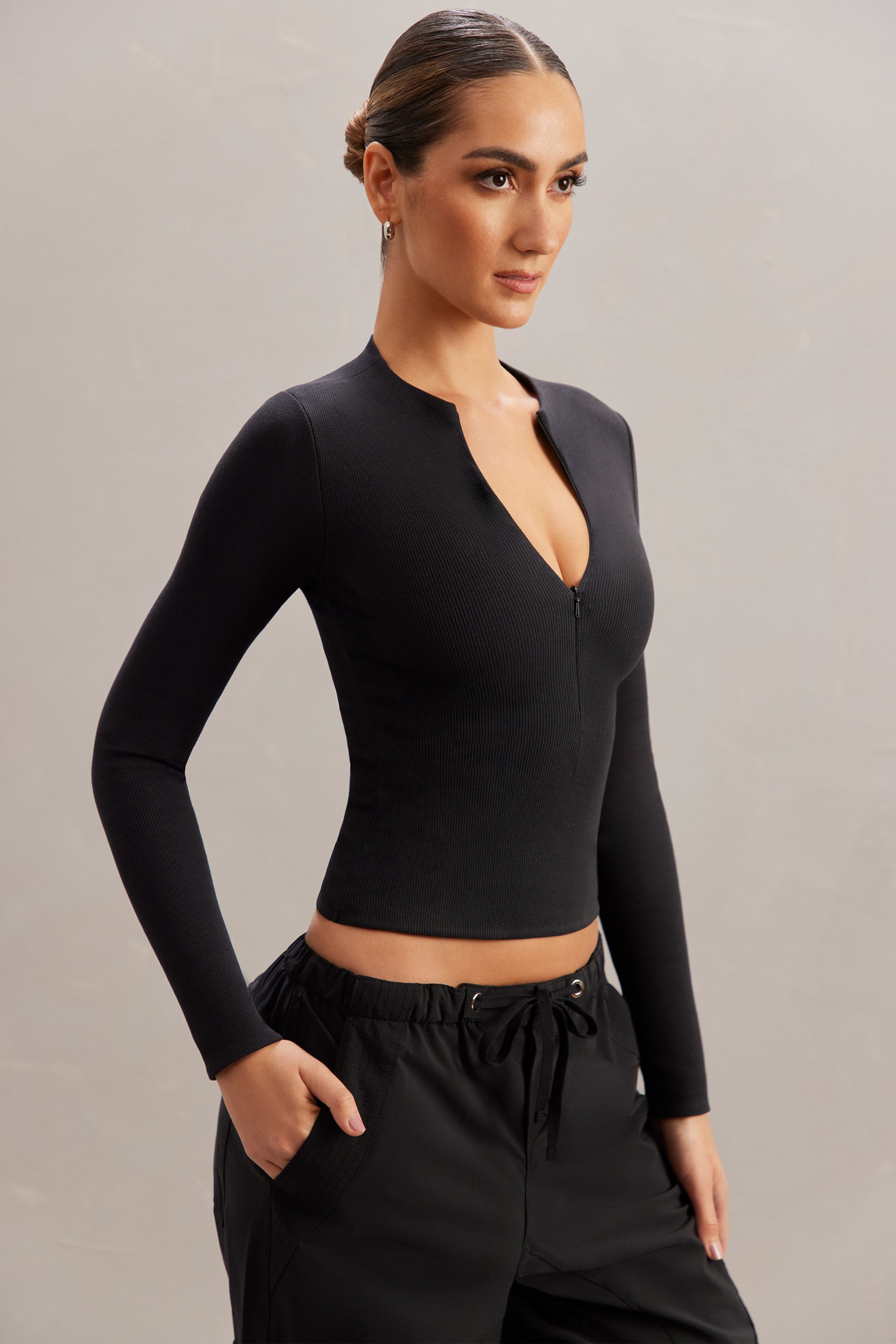 Zip up crop clearance top