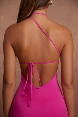 High Neck Backless Midaxi Dress in Pink