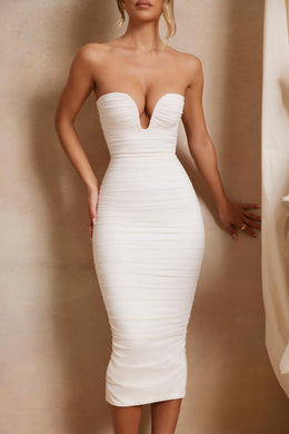 Ruched Strapless Midaxi in Ivory
