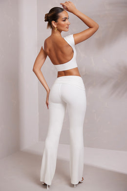 Mid-Rise Straight Leg Trousers in White