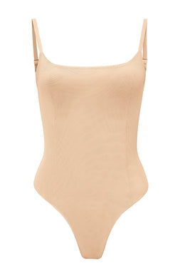 Beige Forming Strong tulle bodysuit, Wolford