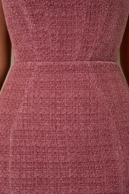 Minivestido con corsé y cuello cuadrado de tweed en rosa