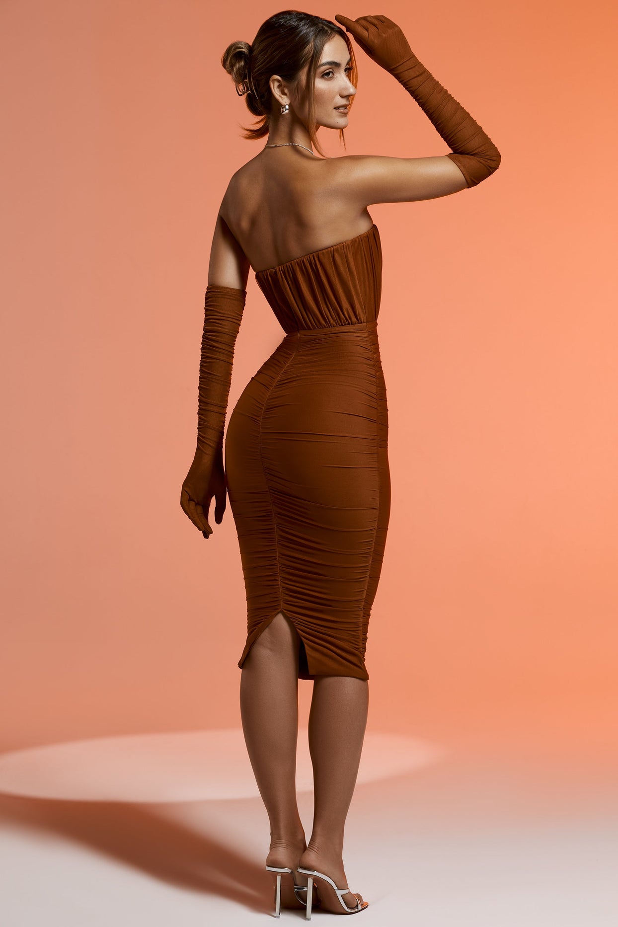 Ruched Midaxi in Brown