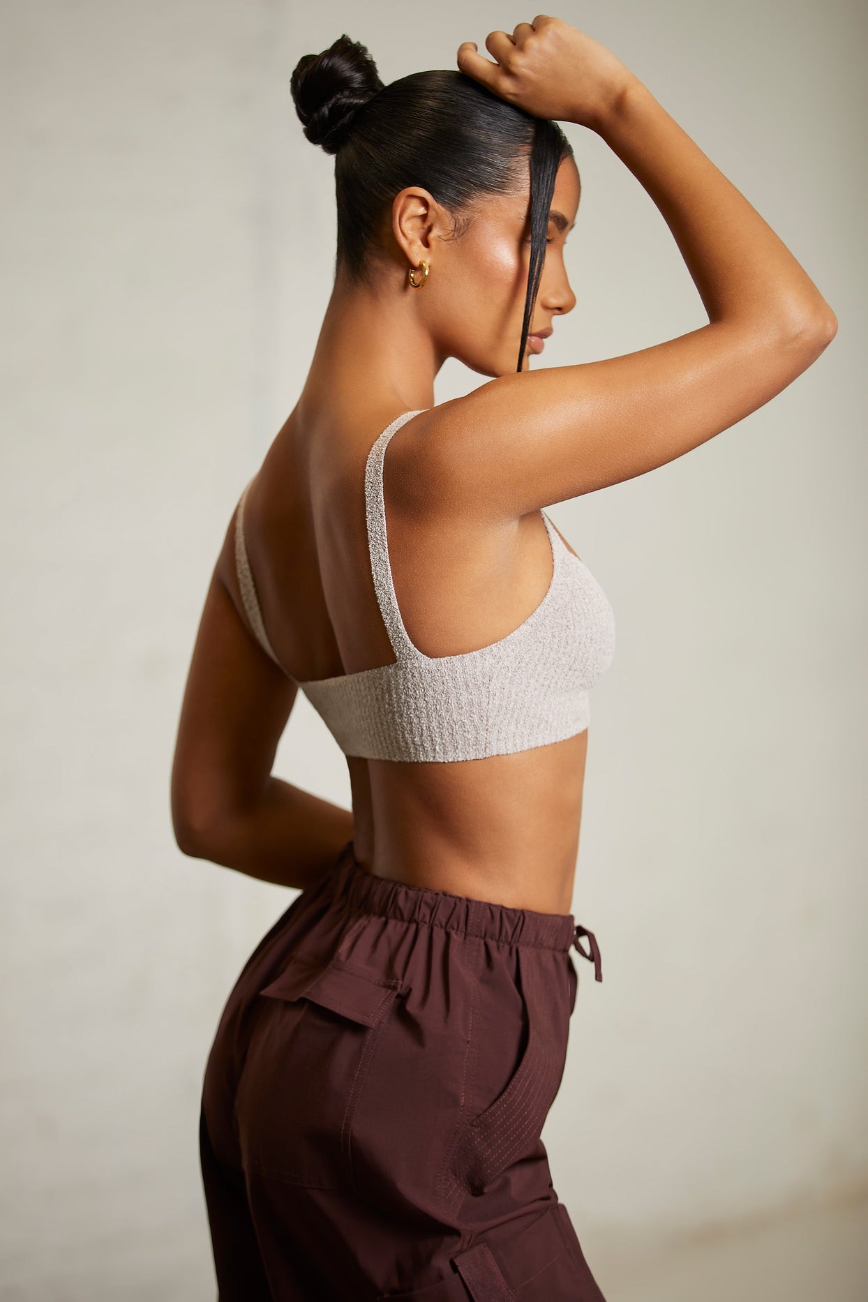 Curved Neck Crop Top in Mocha