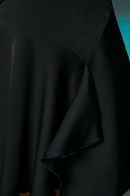 Halter Cowl Neck Mini Dress in Black