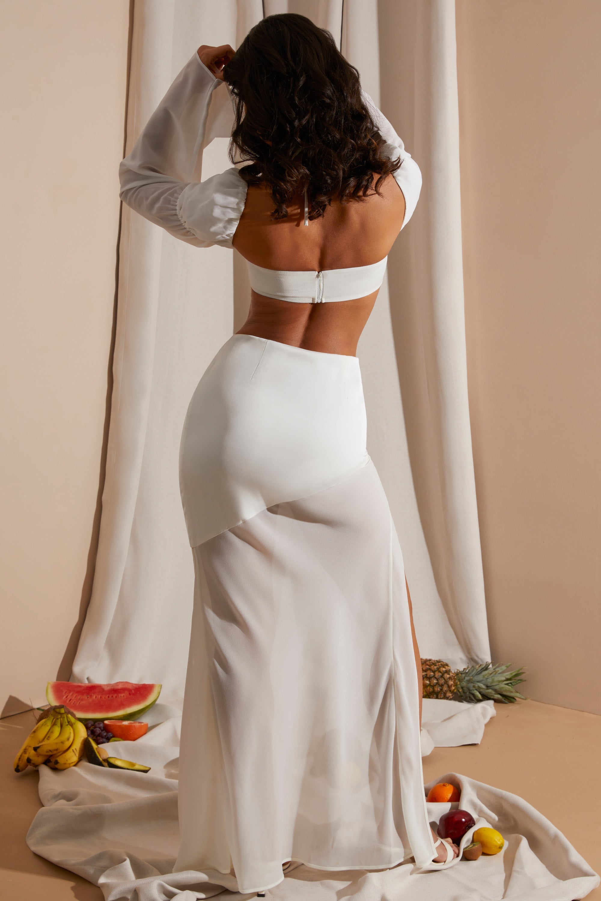 White high slit discount skirt