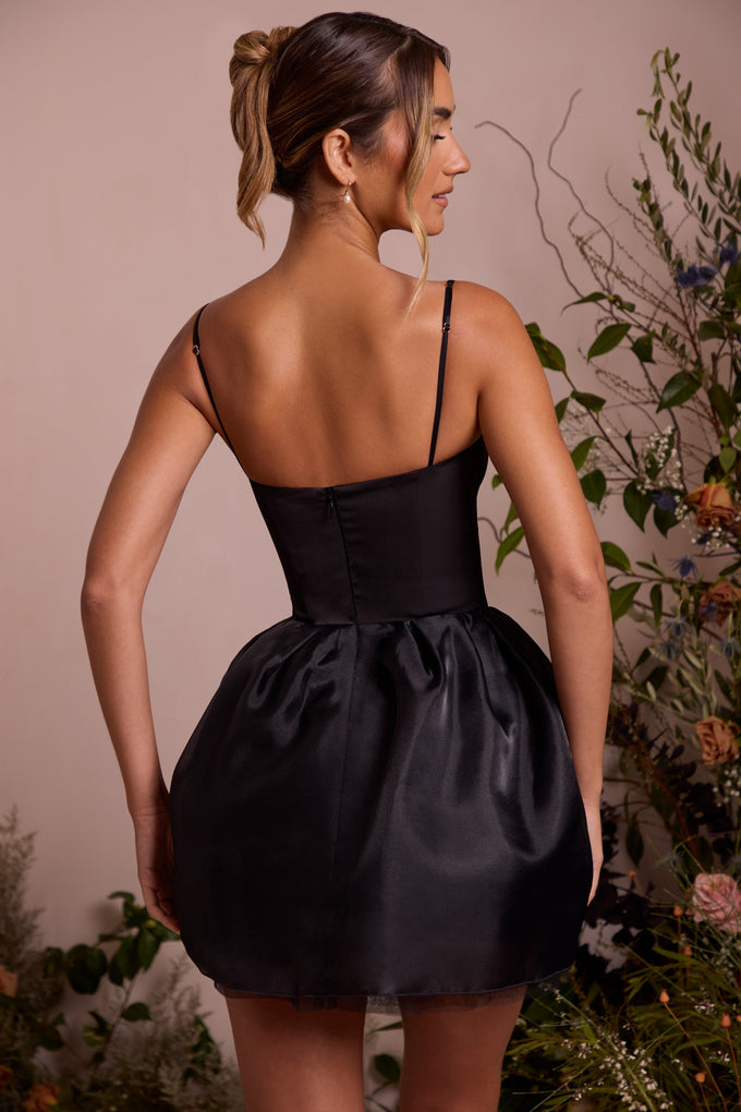 Tulle Skirt Corset Mini Dress in Black