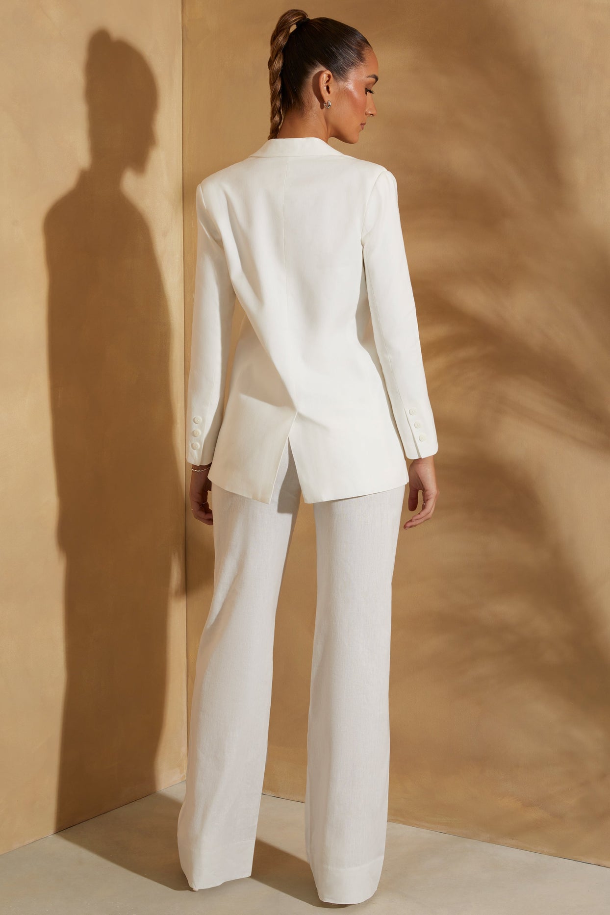 Tailored Linen Blazer in White