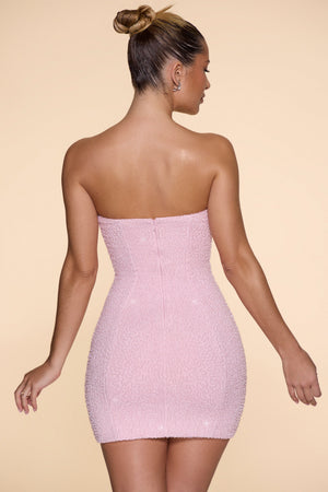 Embellished Strapless Cowl Neck Mini Dress in Blush - 10 | Oh Polly Embellished Strapless Cowl Neck Mini Dress in Blush - 10 | Oh Polly