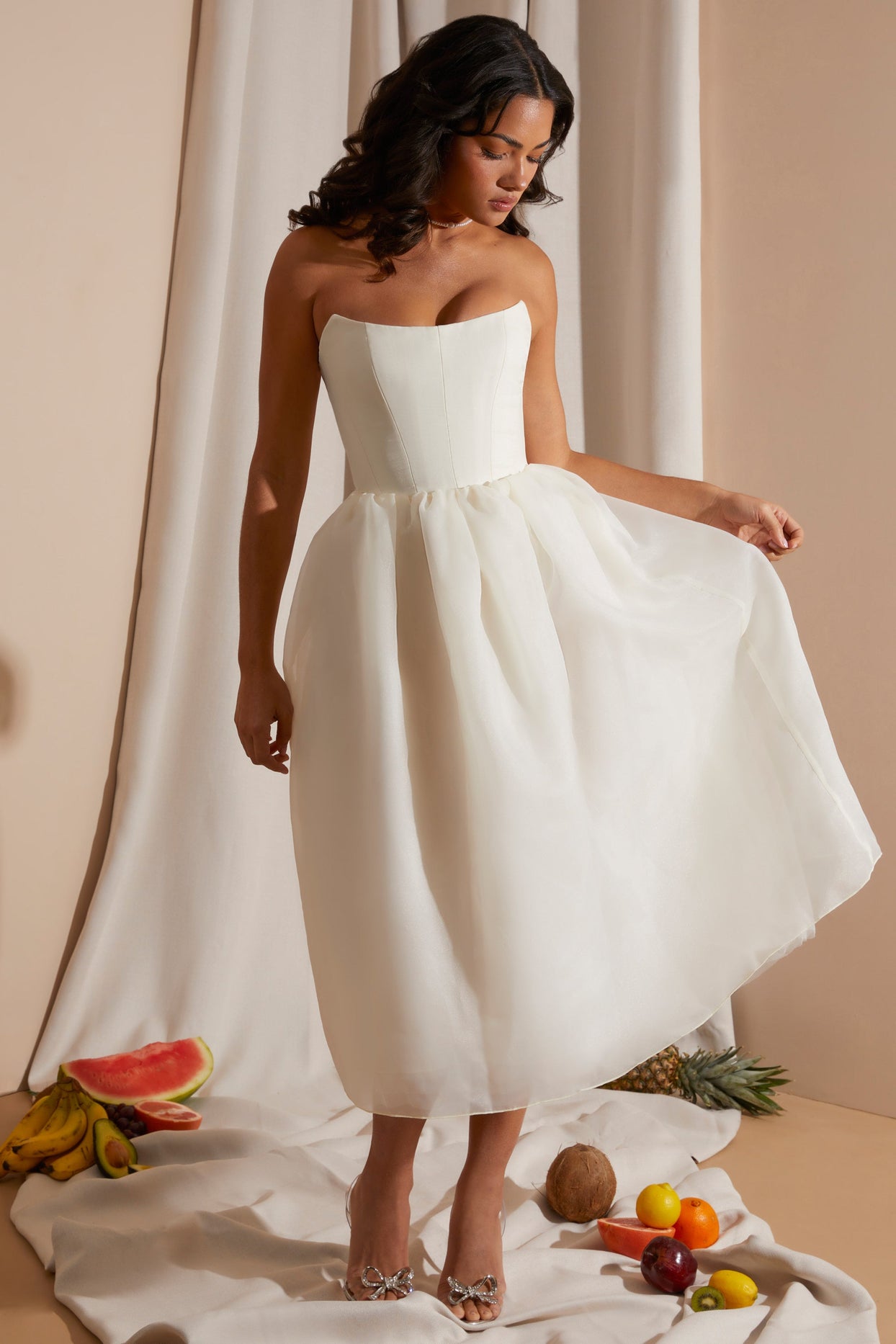 Zara White Satin corset dress, Women's Fashion, Dresses & Sets, Dresses on  Carousell