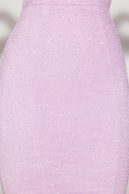 Vestido Midaxi com decote halter embelezado em lilás