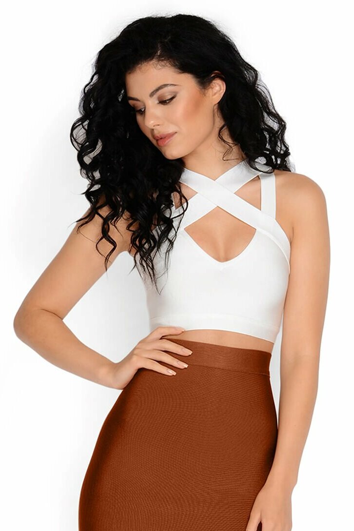 X Marks The Spot Bandage Crop Top in White