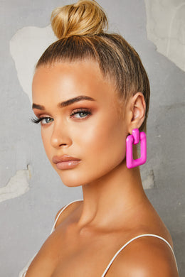 Cher Square Hoop Earrings in Pink