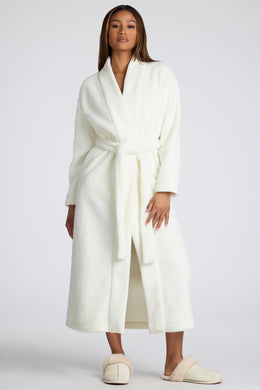 Robe de lã com amarração frontal em branco