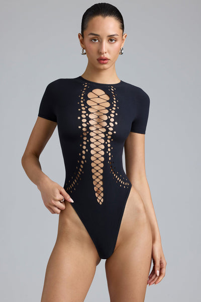 NearlyNude Womens The Modern Geo Lace Bodysuit Style-RN70019