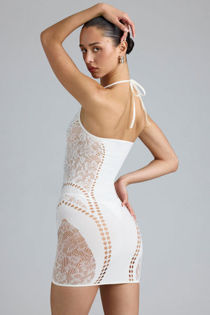 Embellished Halterneck Mini Dress in Ivory - M/L Embellished Halterneck Mini Dress in Ivory - M/L