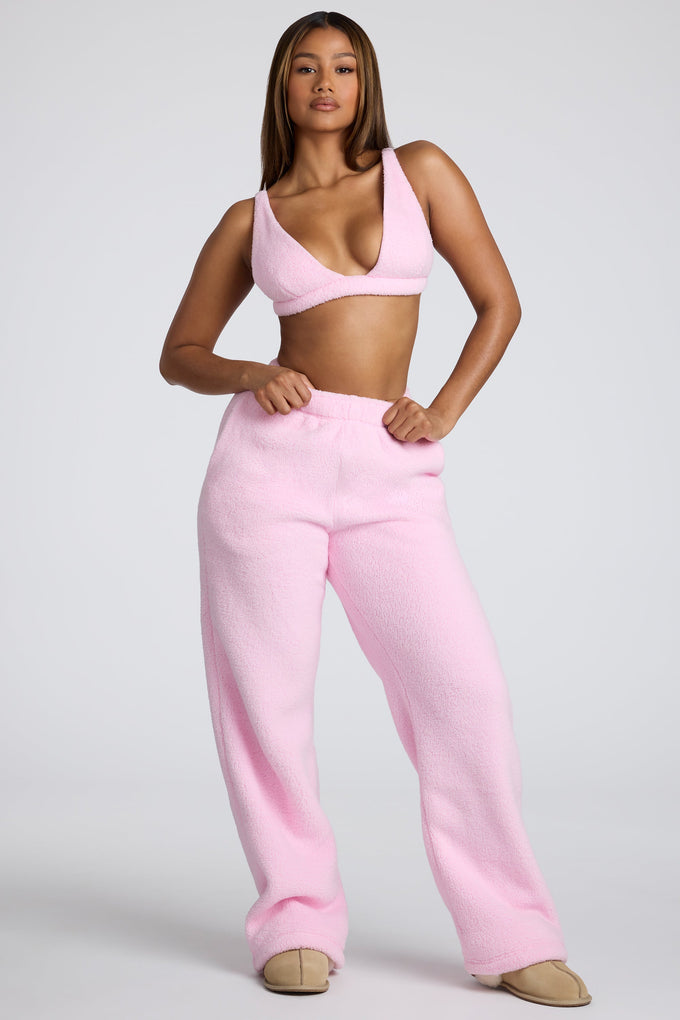 Joggers de lã com perna reta e cintura baixa Petite em rosa bebê