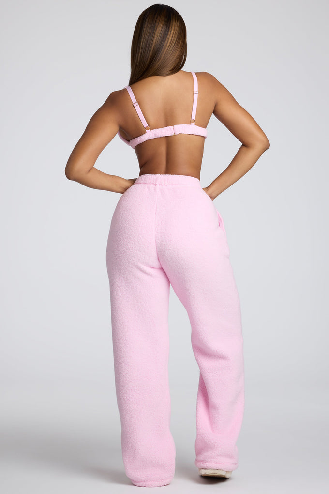 Joggers de lã com perna reta e cintura baixa Petite em rosa bebê