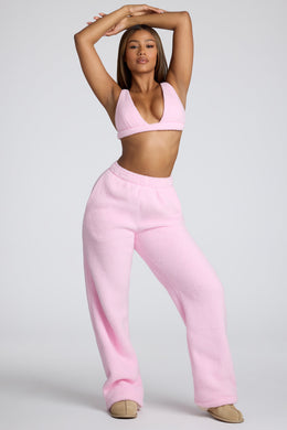 Low Rise Straight Leg Fleece Joggers in Baby Pink