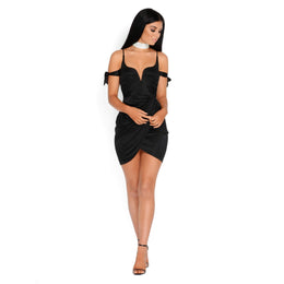 Play With Wire Satin Mini Dress in Black