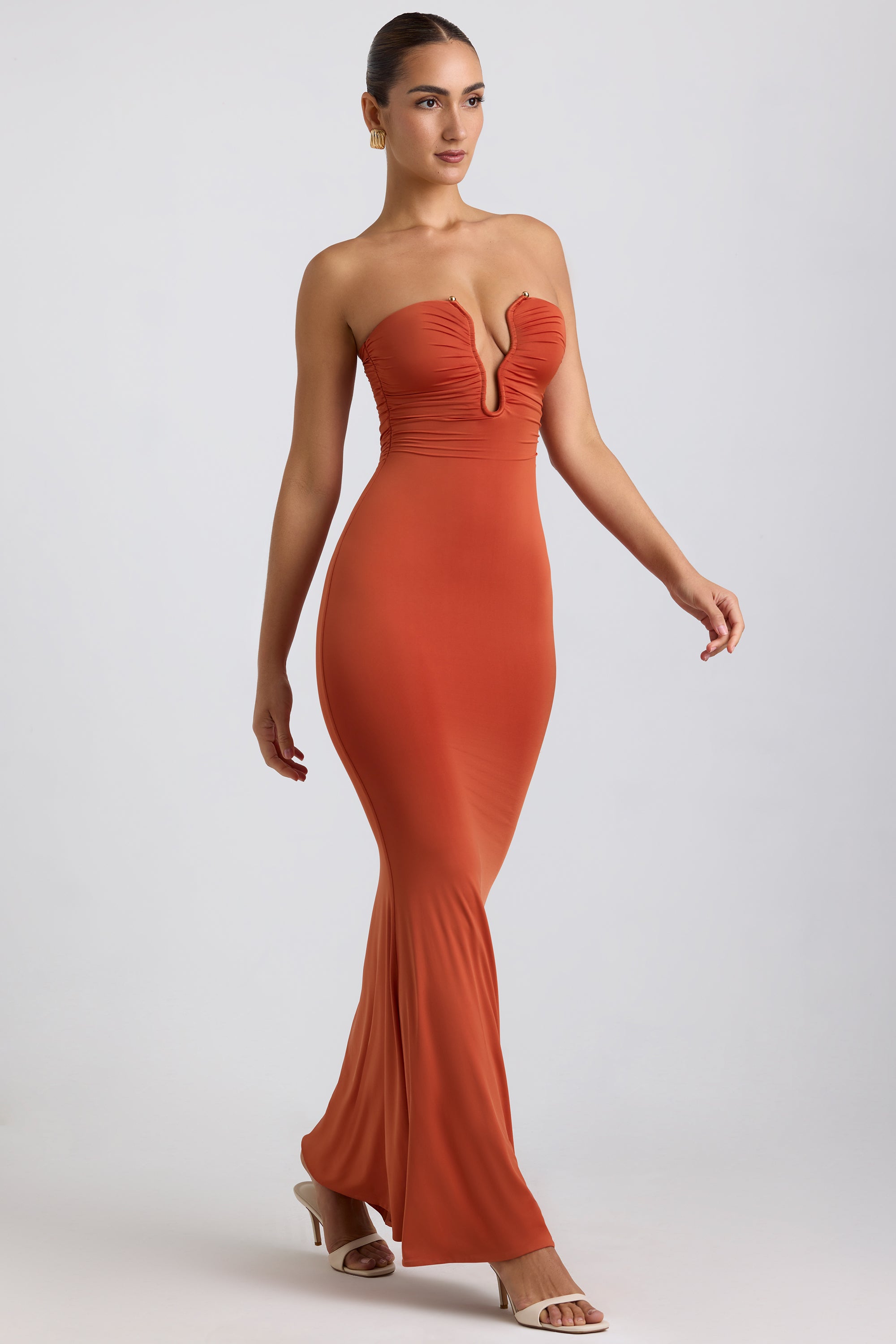 L'AGENCE Jet Plunge Neck Gown in Bright Orange | REVOLVE