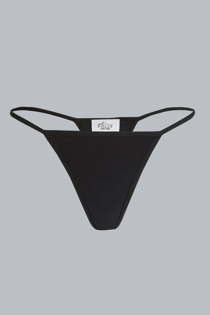 Mid-Rise Seamless Thong in Black