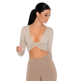 Why Knot Double Layered Crop Top in Stone