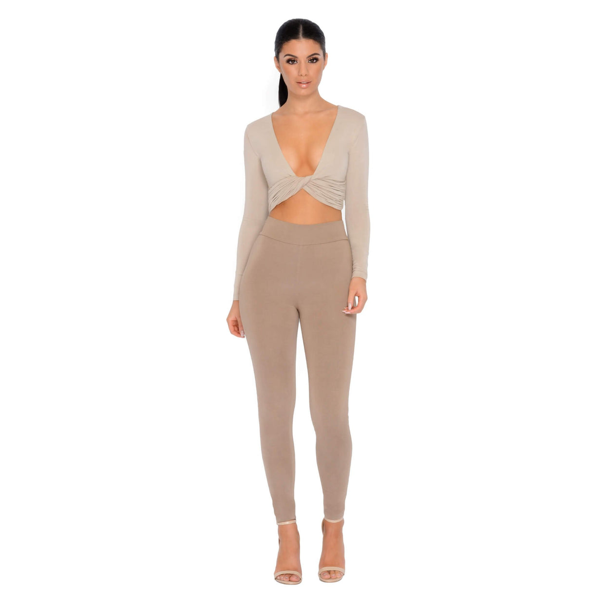 Why Knot Double Layered Crop Top in Stone