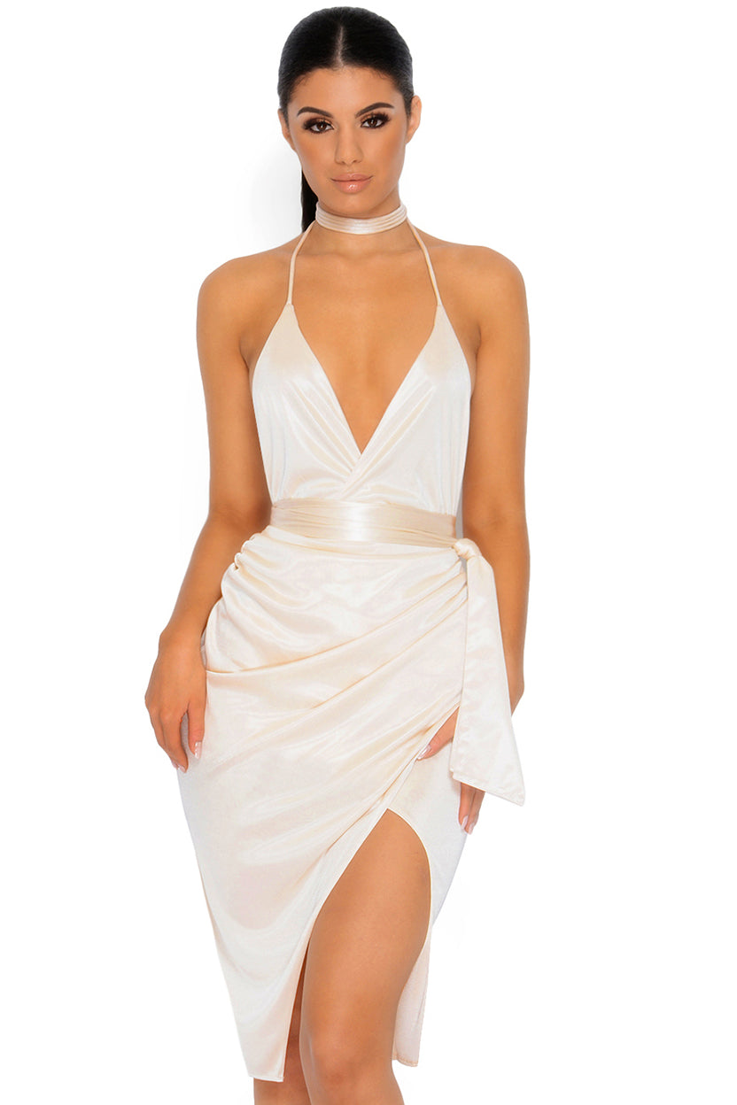 Oh polly satin wrap dress online