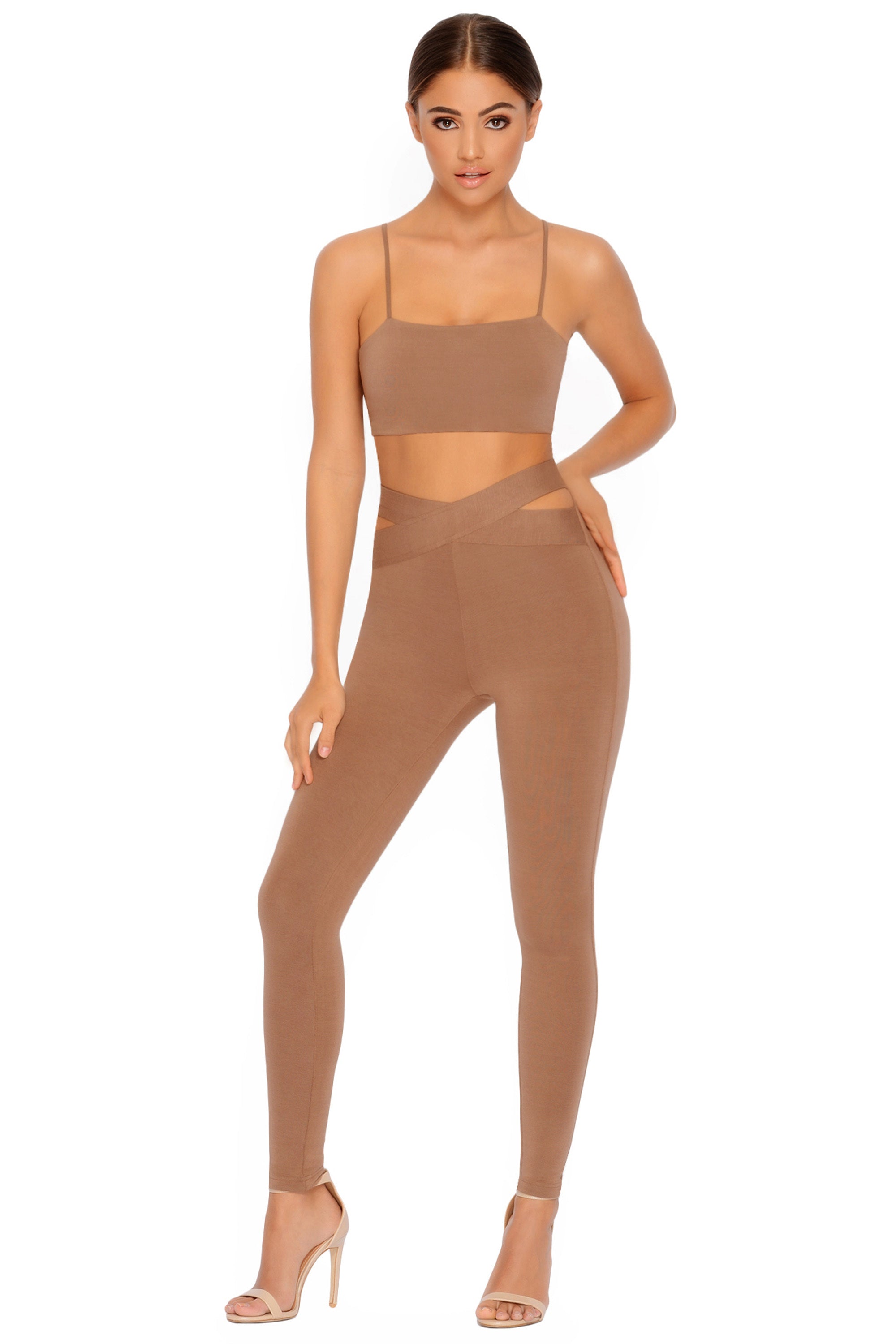 Cut Outta Here Crop Top in Brown