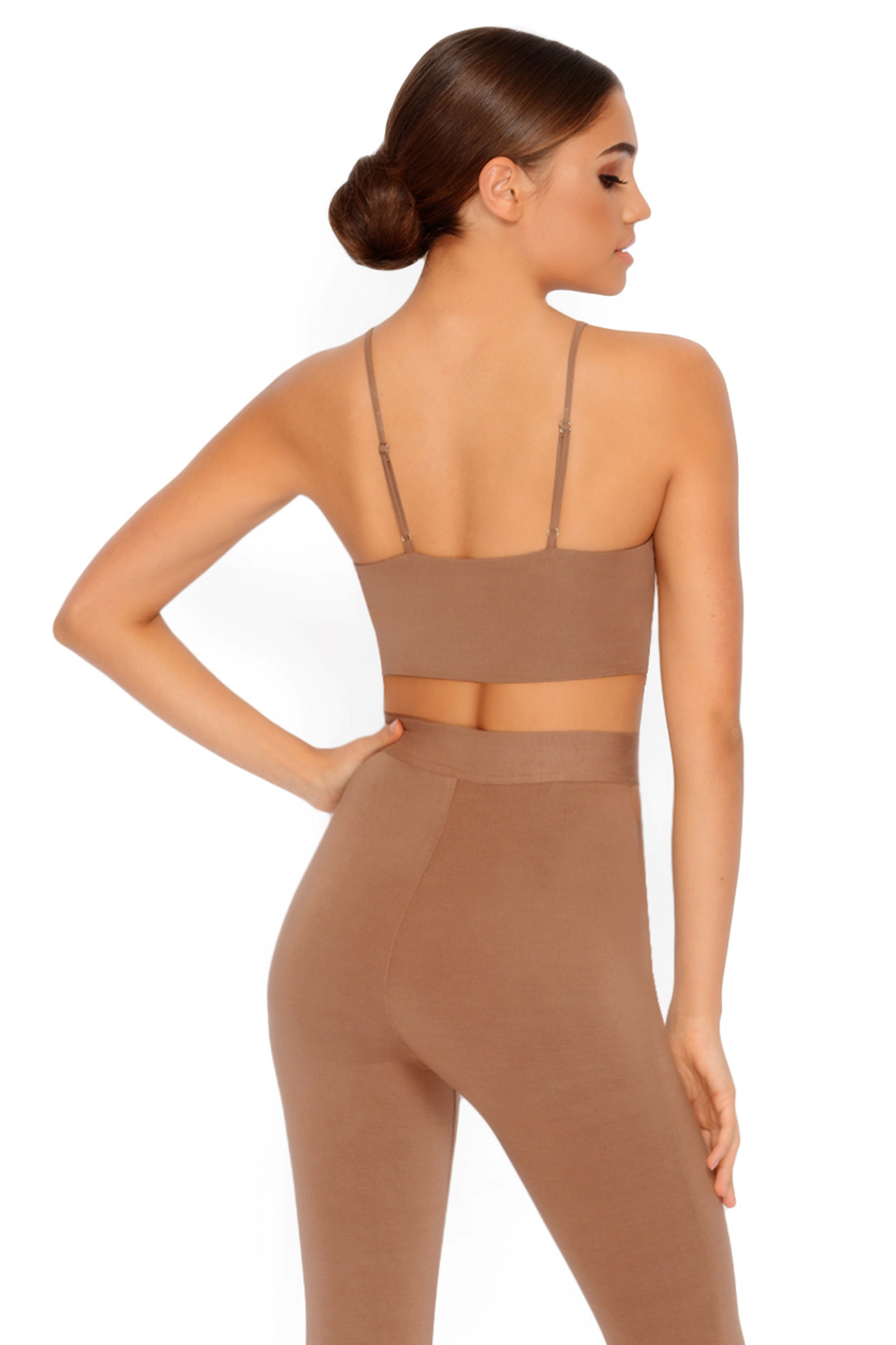 Cut Outta Here Crop Top in Brown