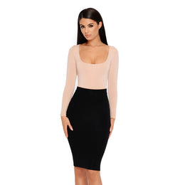 Number 1 Fit Double Layered Midi Skirt in Black