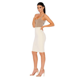 Number 1 Fit Double Layered Midi Skirt in Cream