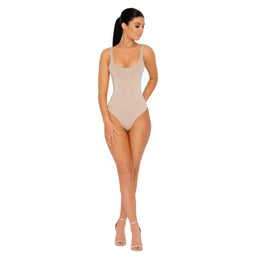 All Night Thong Double Layered Bodysuit in Stone