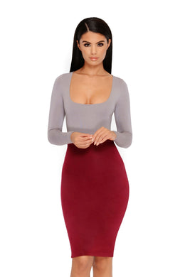 Number 1 Fit Double Layered Midi Skirt in Wine