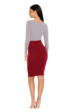 Number 1 Fit Double Layered Midi Skirt in Wine
