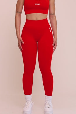 Video of High Waist Seamless Leggings in Red