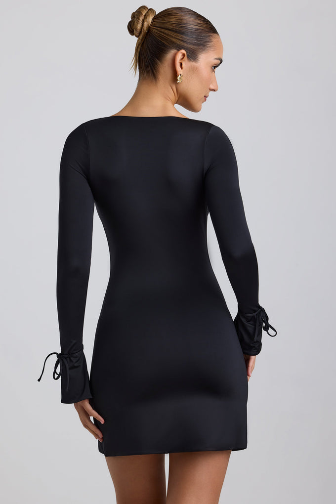 Slinky Jersey A-Line Mini Dress in Black