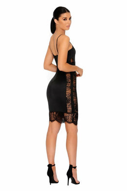 Side'ing In Your Dms Satin Lace Mini Dress in Black