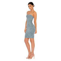 Throwing Suede Strappy Knee Length Dress in Teal