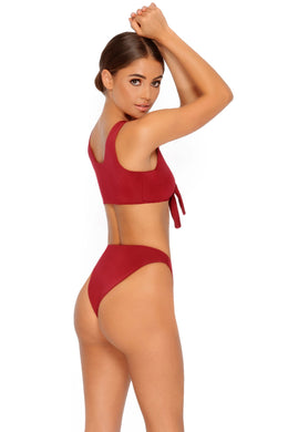 Forget Me Knot High Rise Bikini Bottoms in Red